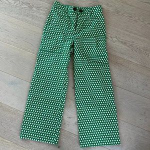 Anthropologie Maeve Green Clover Colette Wide Leg Pants